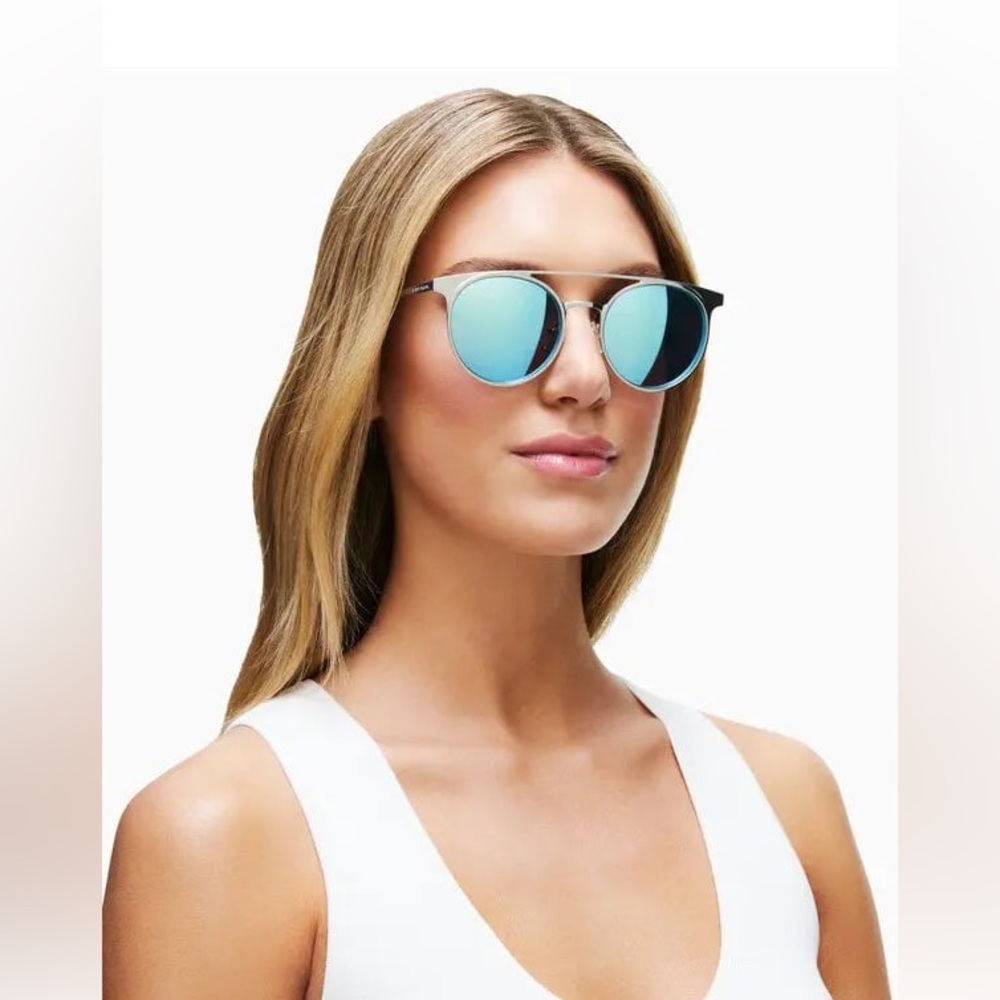 NEW IN BOX Ramy Brook Malibu Round Blue Sunglasses 100% UVB Protection